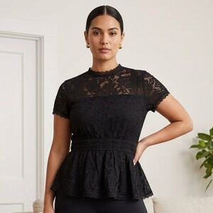 torrid Black Lace Peplum Top